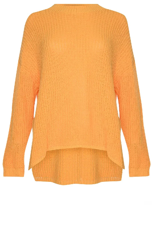 Glamorous Orange Split Side Knit Acrylic Long Sleeve Jumper