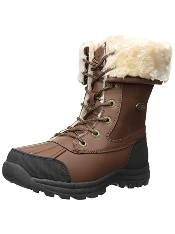 Tambora Womens Faux Leather Water Resistant Winter Boots