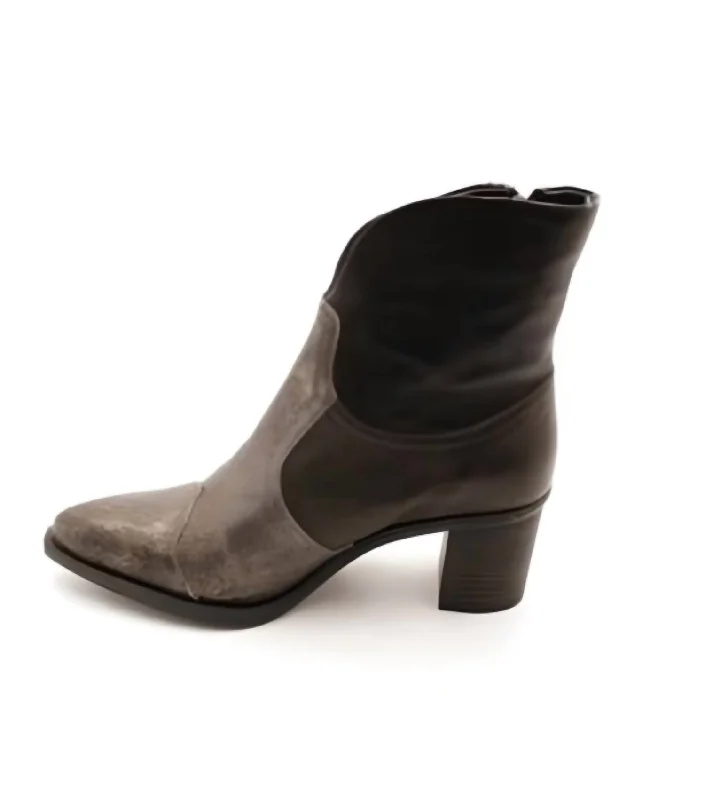 Twist Combo Heeled Boots In Black/pewter