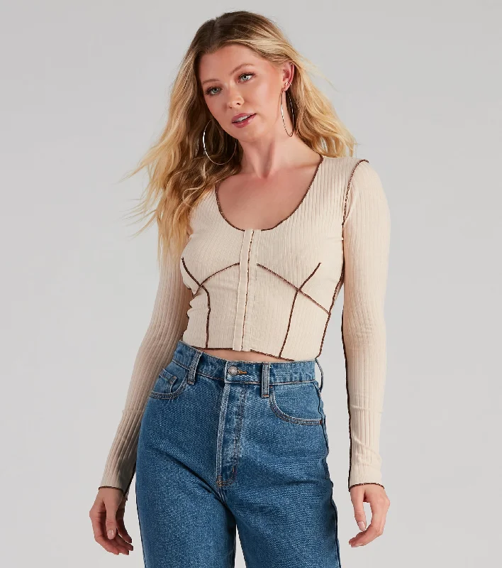 Drawn In Ribbed Knit Top