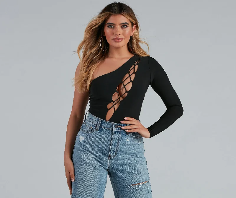 Have We Met Lace-Up Bodysuit