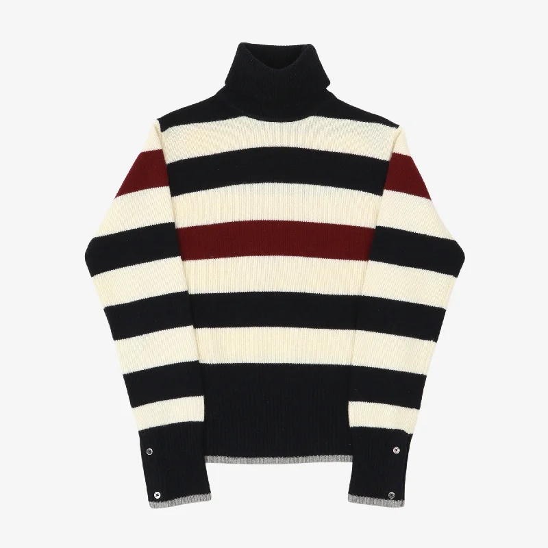 Striped Roll Neck Lambswool Sweater