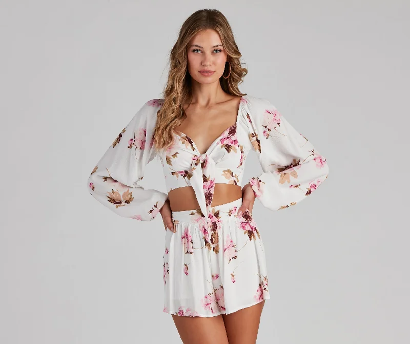 Too Sweet Tie-Front Floral Top