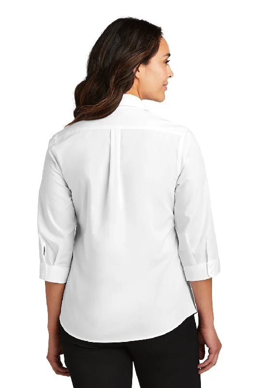 Port Authority Womens Carefree Stain Resistant 3/4 Sleeve Button Down Shirt - White