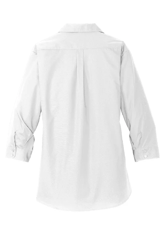 Port Authority Womens Carefree Stain Resistant 3/4 Sleeve Button Down Shirt - White