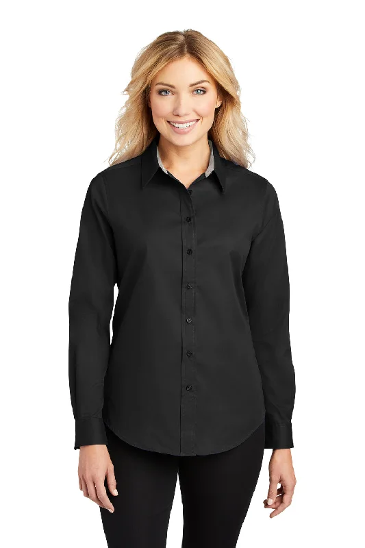 Port Authority Womens Easy Care Wrinkle Resistant Long Sleeve Button Down Shirt - Black