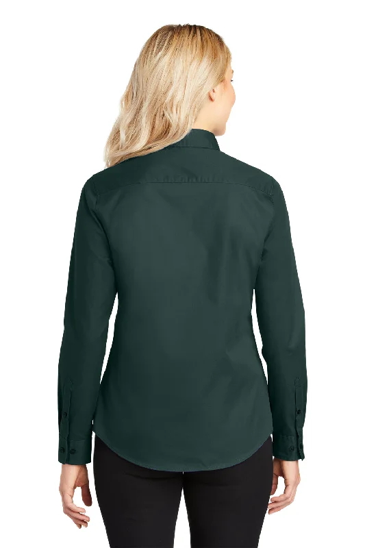 Port Authority Womens Easy Care Wrinkle Resistant Long Sleeve Button Down Shirt - Dark Green