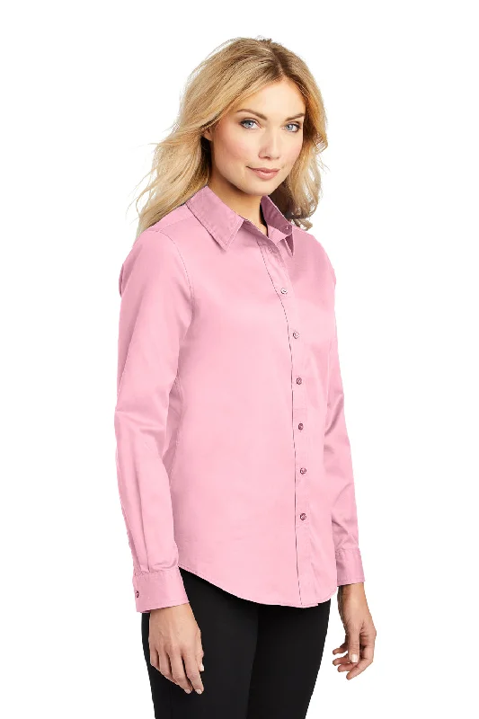 Port Authority Womens Easy Care Wrinkle Resistant Long Sleeve Button Down Shirt - Light Pink