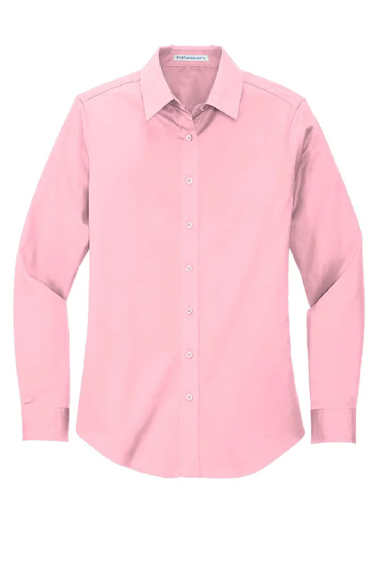 Port Authority Womens Easy Care Wrinkle Resistant Long Sleeve Button Down Shirt - Light Pink