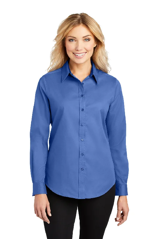 Port Authority Womens Easy Care Wrinkle Resistant Long Sleeve Button Down Shirt - Ultramarine Blue