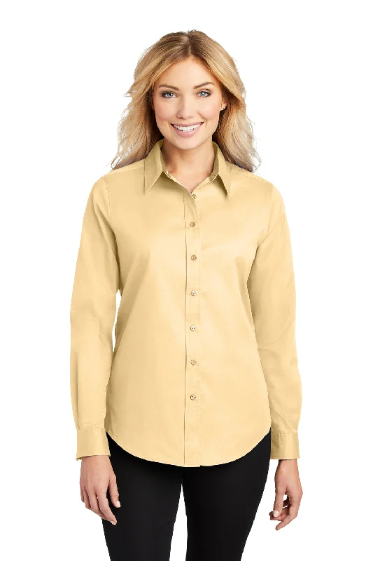 Port Authority Womens Easy Care Wrinkle Resistant Long Sleeve Button Down Shirt - Yellow - Closeout